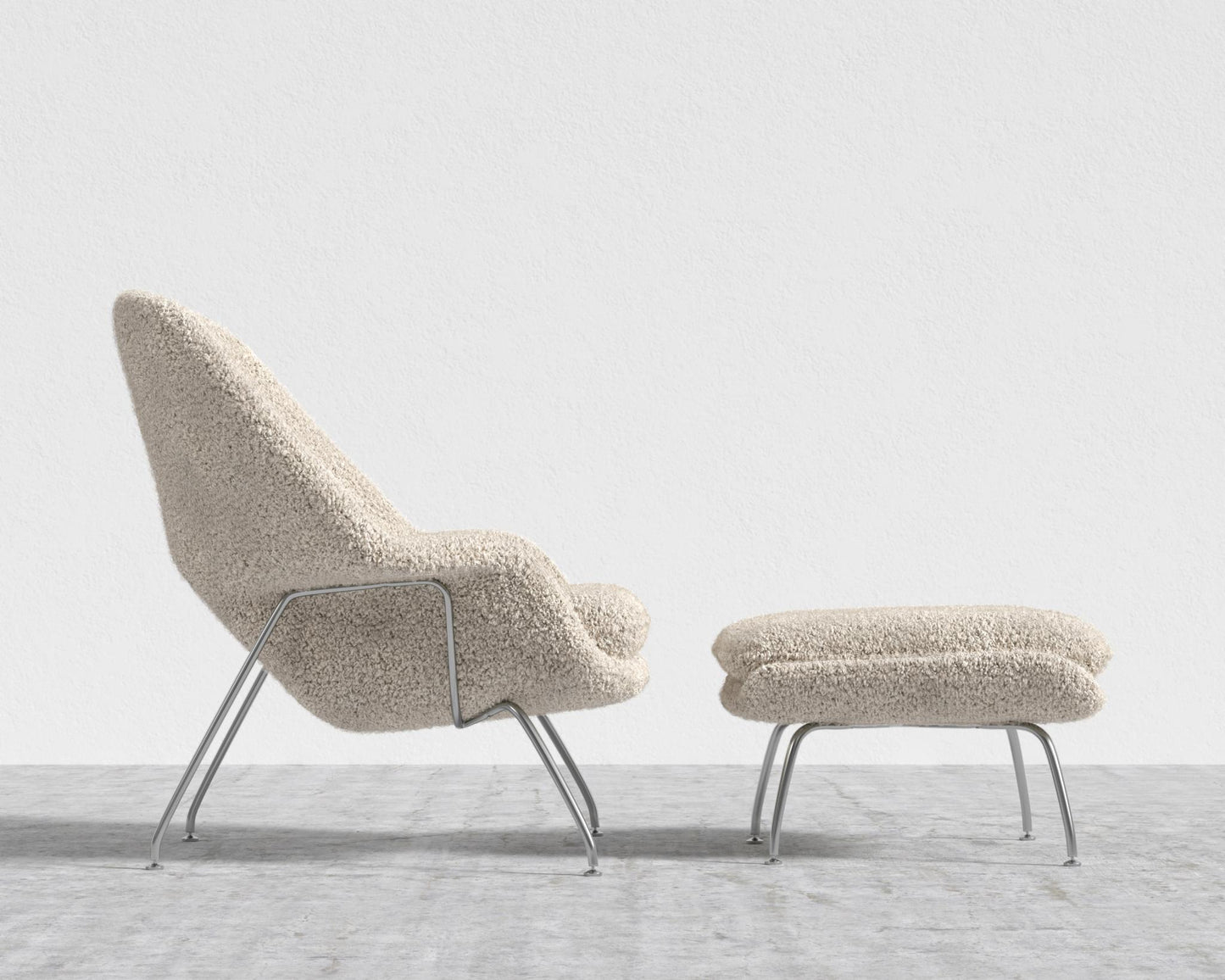 Womb Chair and Ottoman - Shearling - Almond