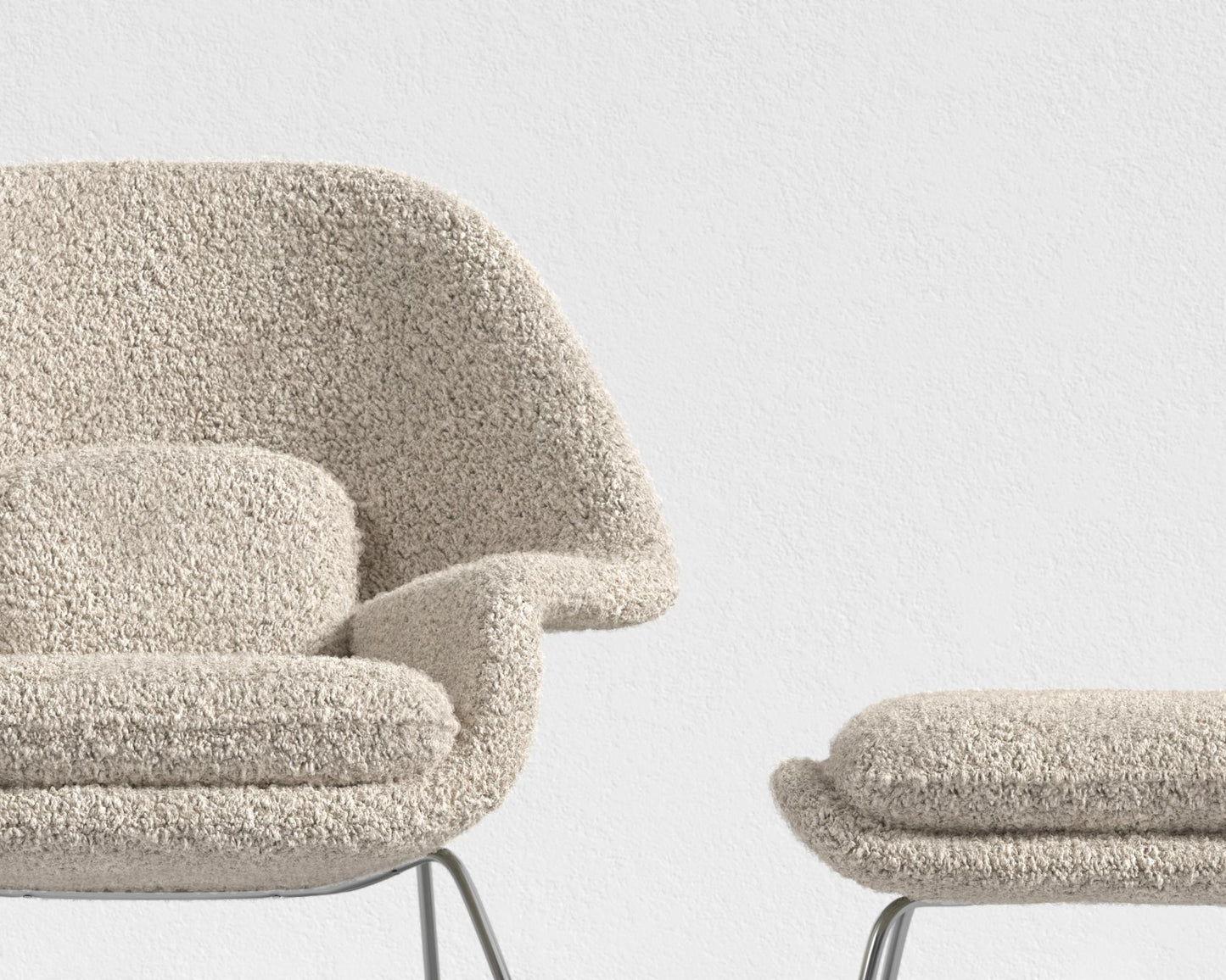Womb Chair and Ottoman - Shearling - Almond