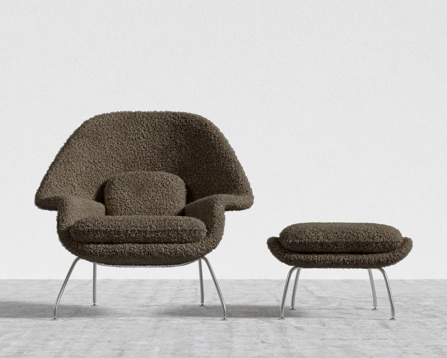 Womb Chair and Ottoman - Shearling - Espresso