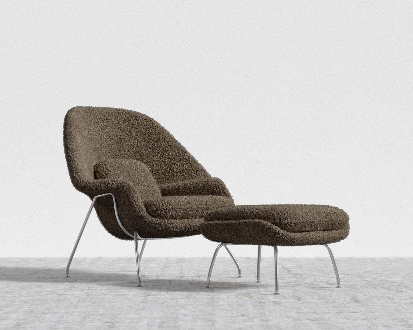 Womb Chair and Ottoman - Shearling - Espresso