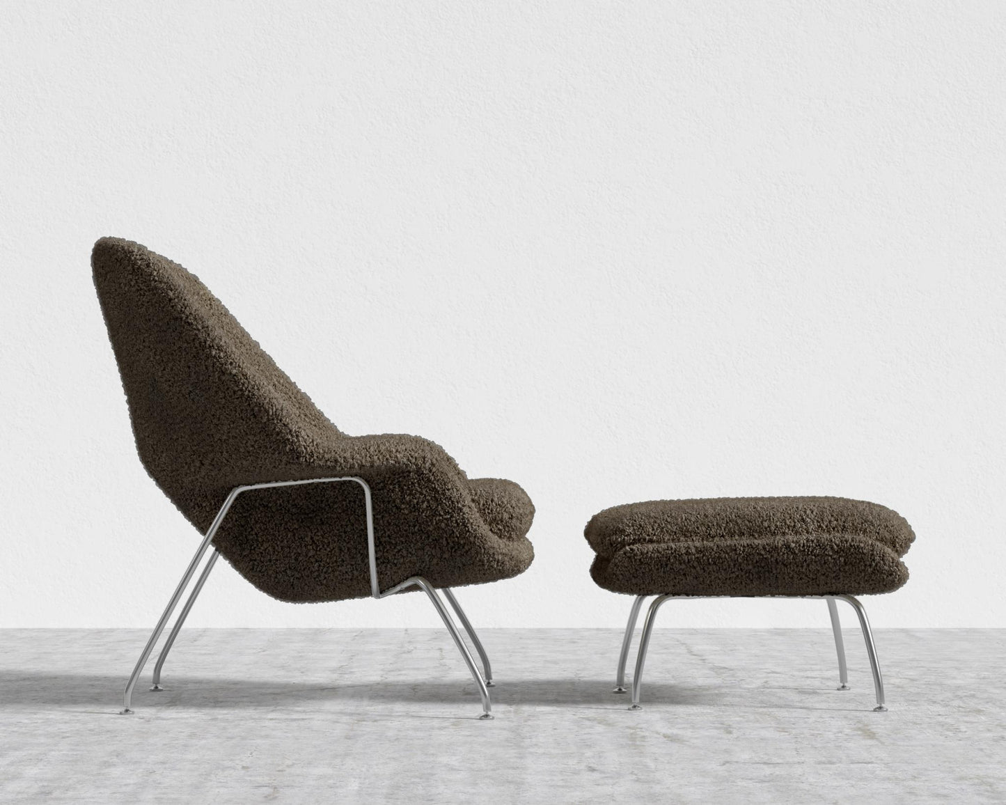 Womb Chair and Ottoman - Shearling - Espresso