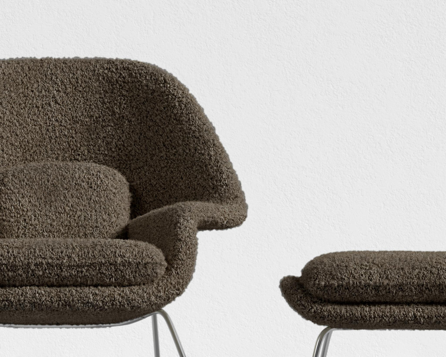 Womb Chair and Ottoman - Shearling - Espresso