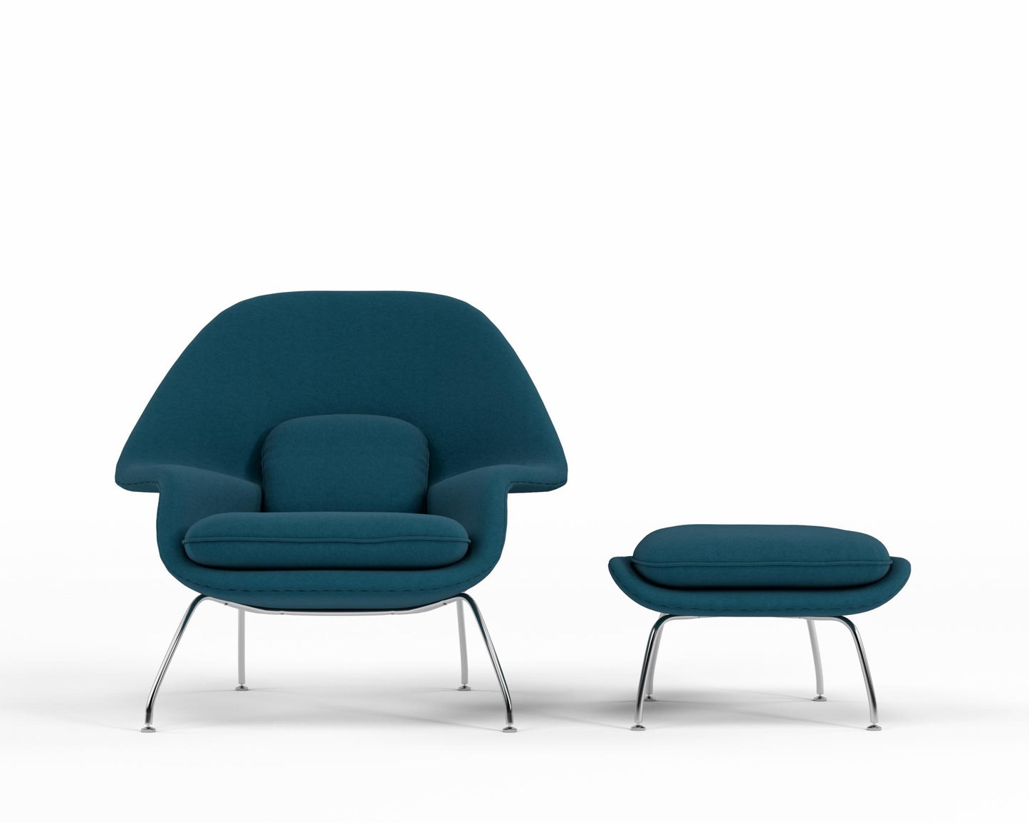 Womb Chair and Ottoman - Classic Bouclé Wool - Twilight