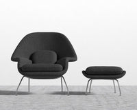 Womb Chair and Ottoman - Chatou Bouclé - Caviar