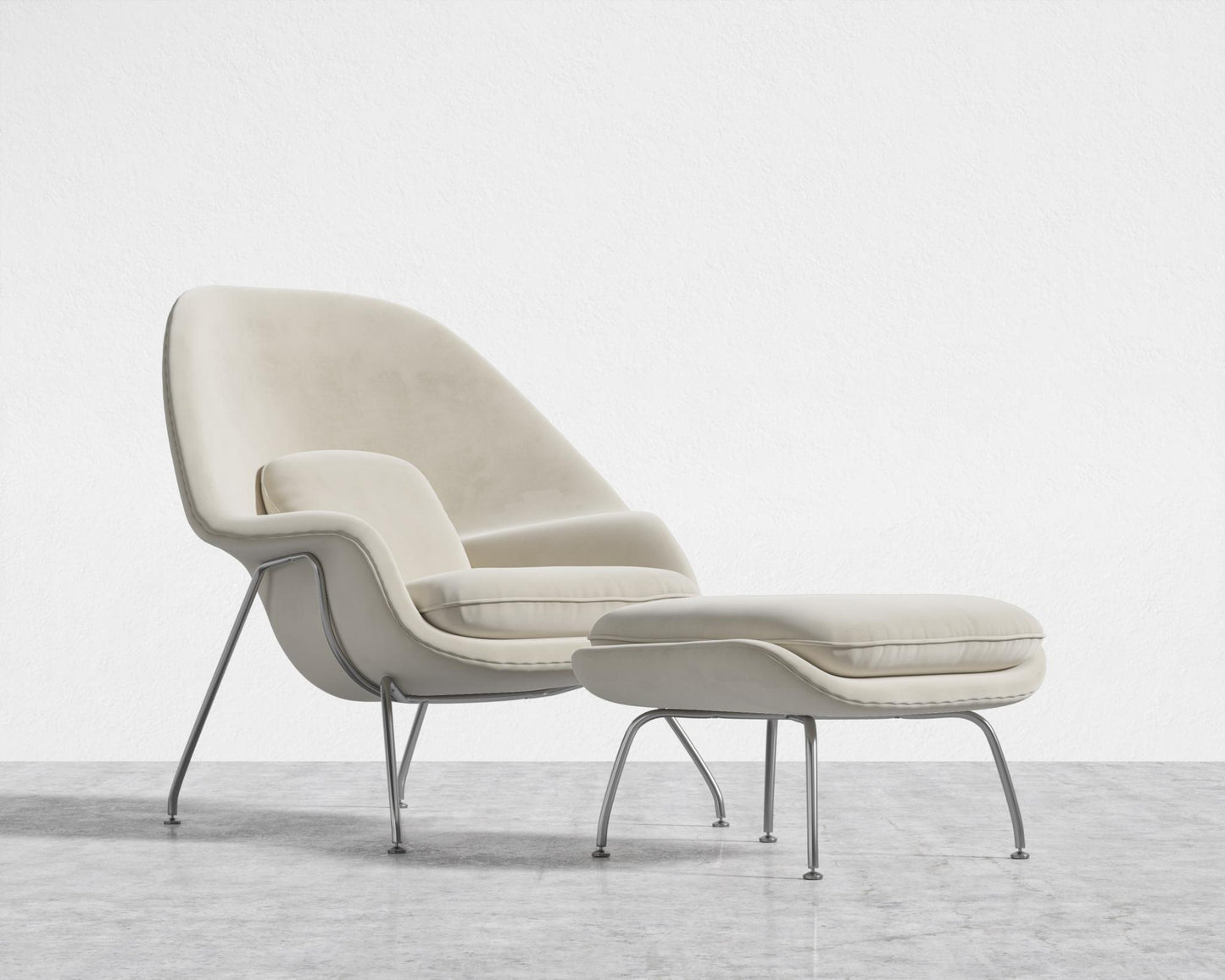 Womb Chair and Ottoman - Plush Velvet - Cloud