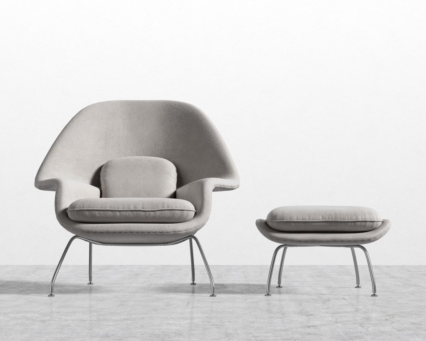 Womb Chair and Ottoman - Venice Vegan Suede - Chiffon