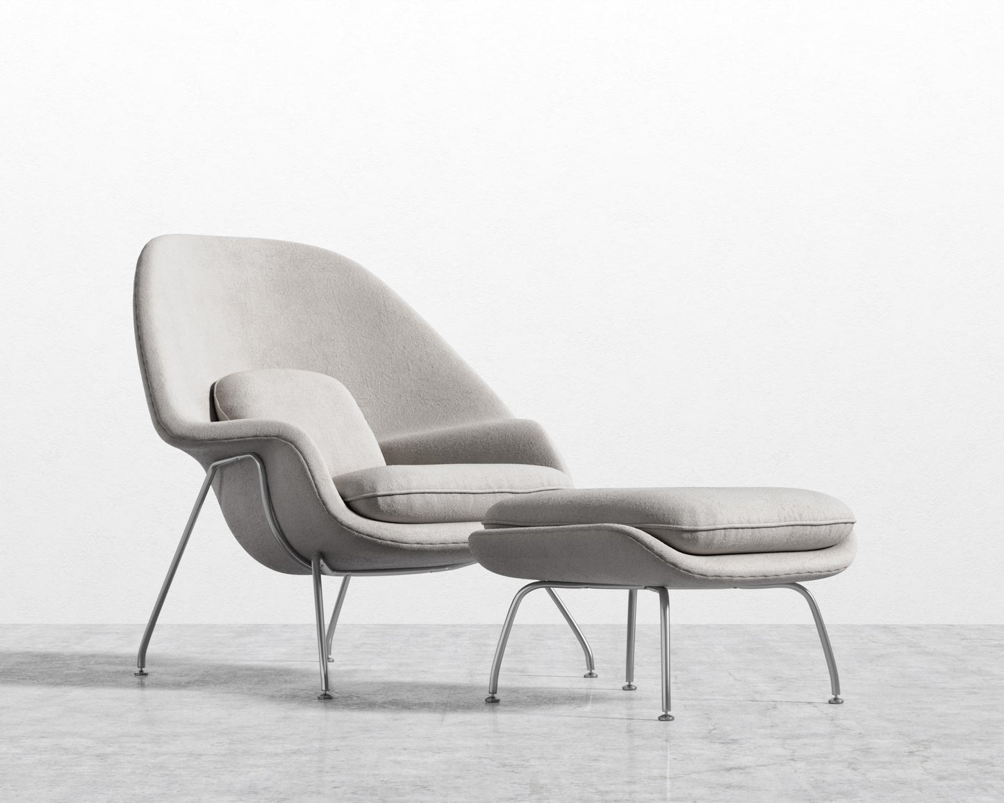 Womb Chair and Ottoman - Venice Vegan Suede - Chiffon