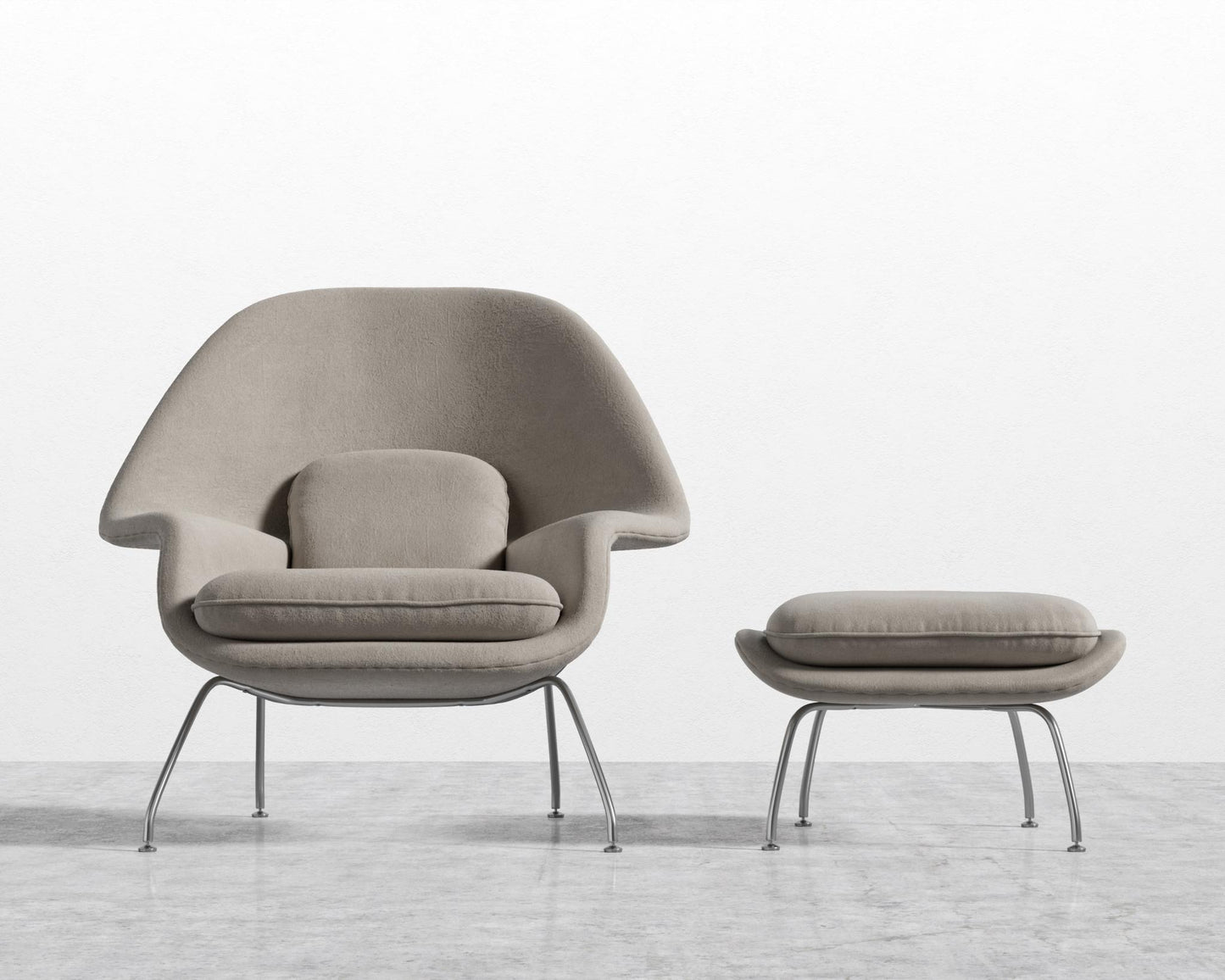 Womb Chair and Ottoman - Venice Vegan Suede - Latte