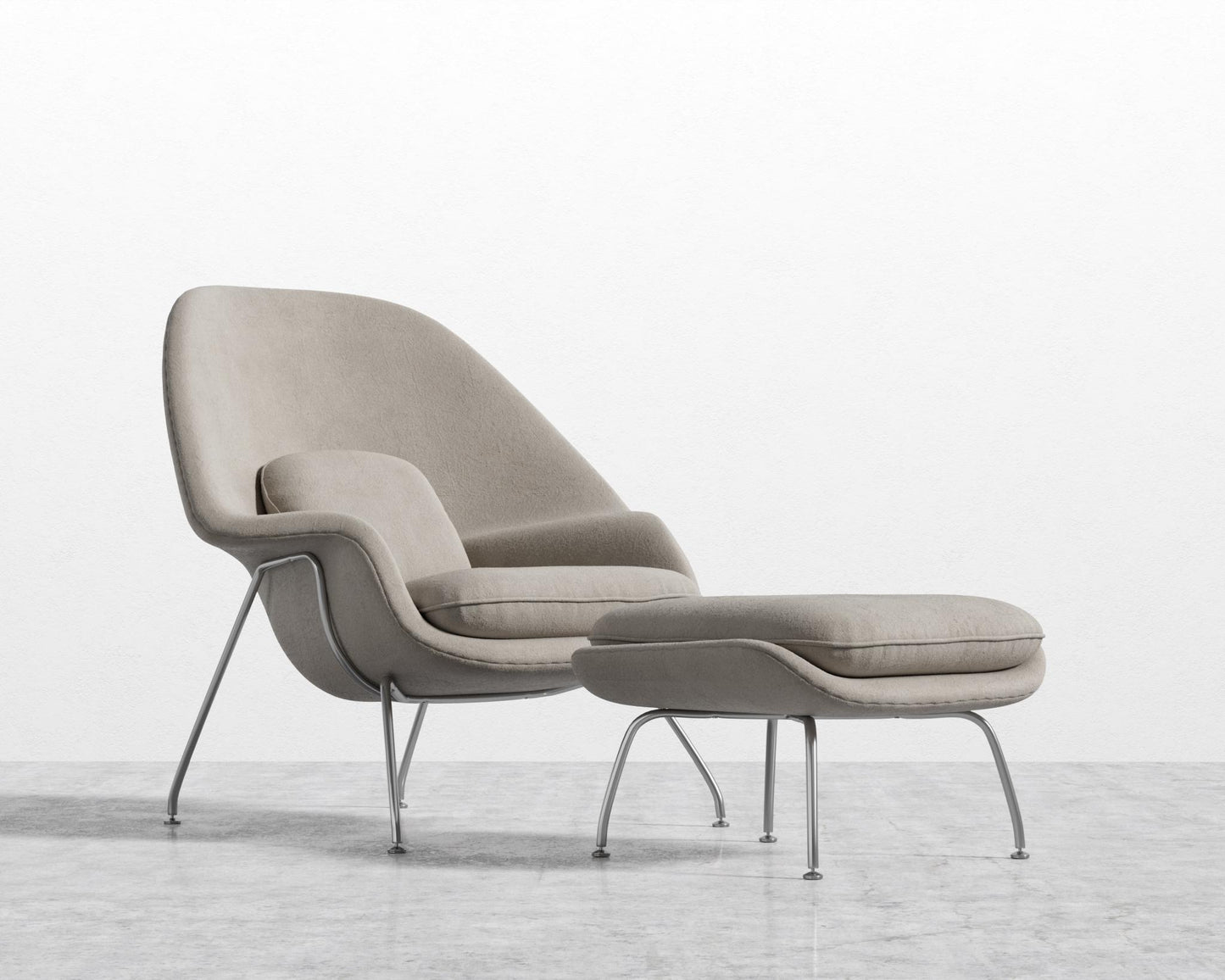 Womb Chair and Ottoman - Venice Vegan Suede - Latte
