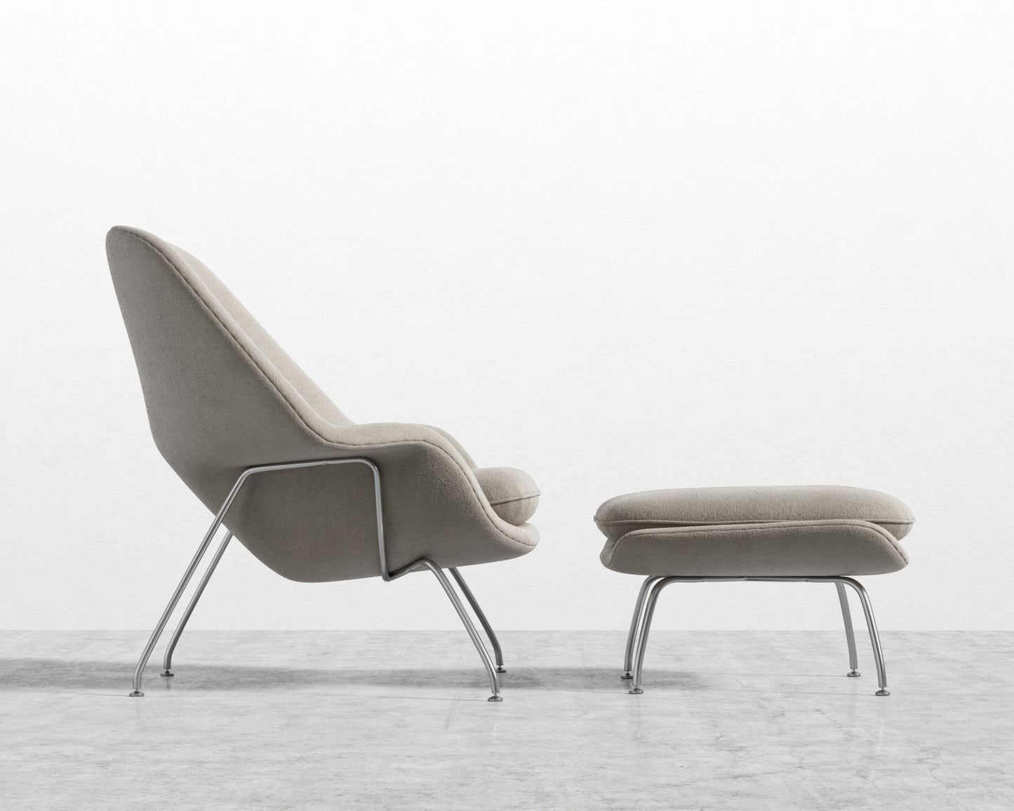 Womb Chair and Ottoman - Venice Vegan Suede - Latte