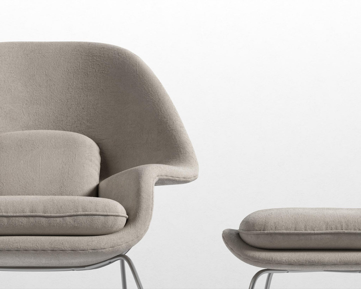 Womb Chair and Ottoman - Venice Vegan Suede - Latte