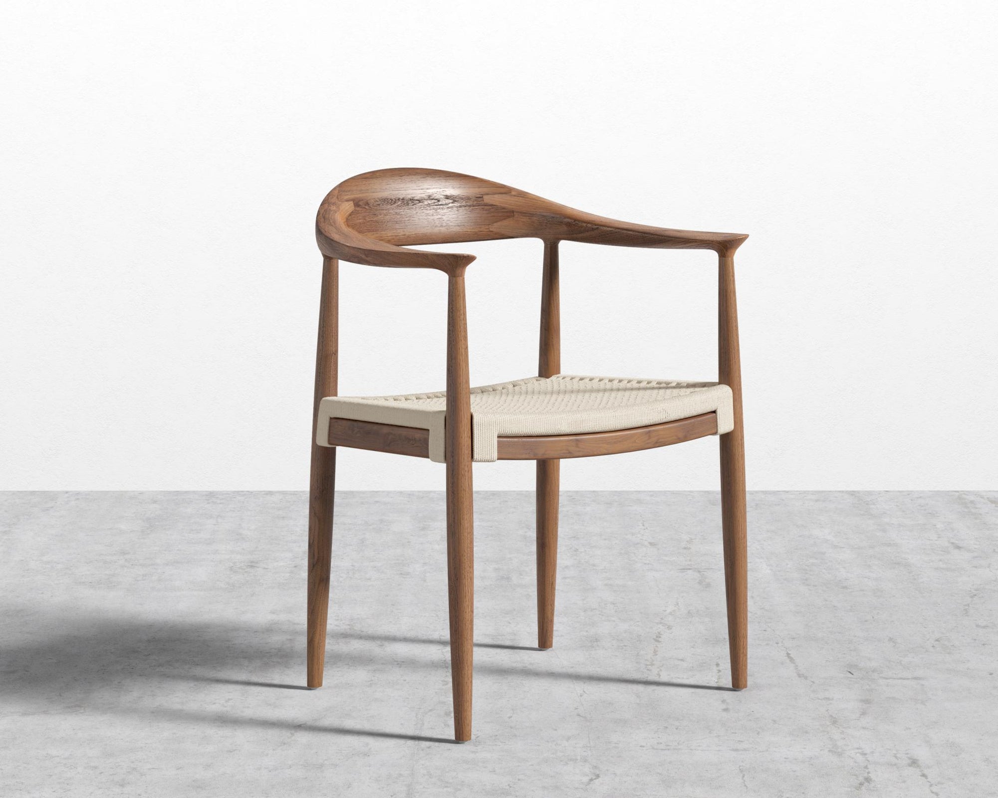 Round Chair - Woven - Walnut Stain, Seat Color - Natural Seat Cord